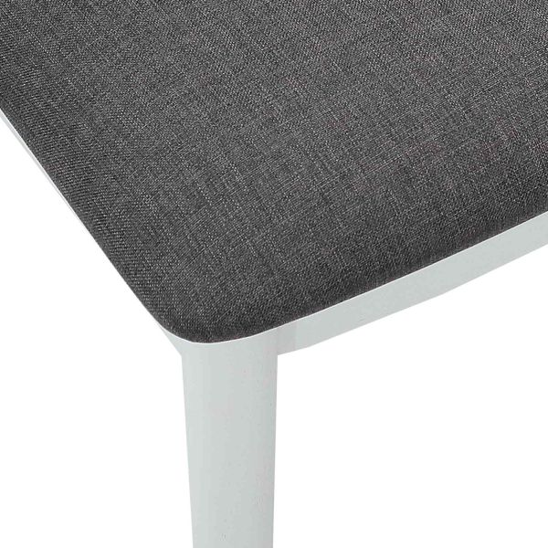 Трапезен стол 2 pcs Бяло и сиво Солидно гумено дърво