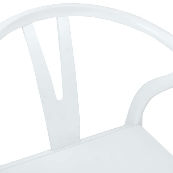 Трапезен стол 2 pcs Бяло и бяло Солидно гумено дърво