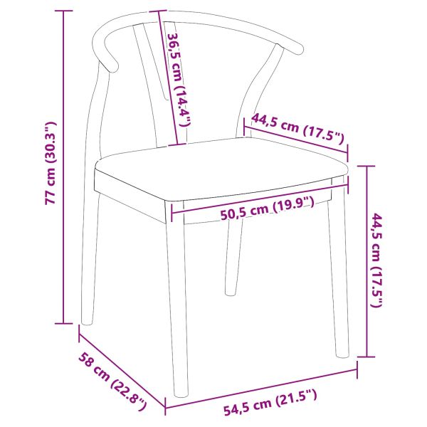 Трапезен стол 2 pcs Естествено и светло Солидно гумено дърво