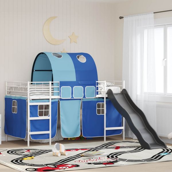 Легло на двуетажно легло за деца Бял и син 107 x 200 см Метал