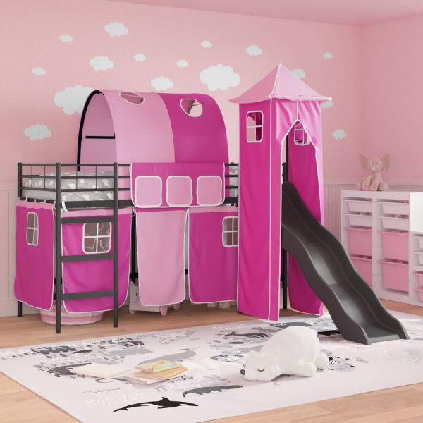 Легло на двуетажно легло за деца Черно и розово 100 x 190 cm