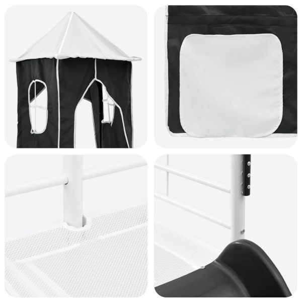 Легло на двуетажно легло за деца Бял и черен 80 x 200 cm Метал
