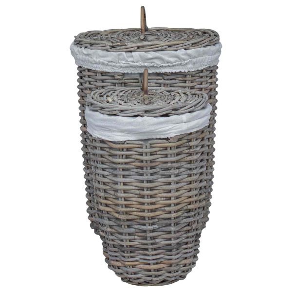 Кош за пране с капак 2 pcs Кубу сив Кубу Ратан