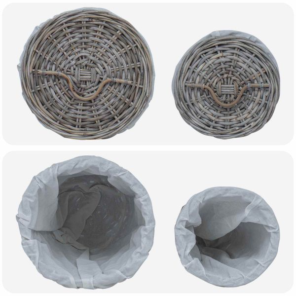 Кош за пране с капак 2 pcs Кубу сив Кубу Ратан