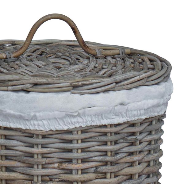 Кош за пране с капак 2 pcs Кубу сив Кубу Ратан