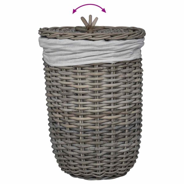 Кош за пране с капак 2 pcs Кубу сив Кубу Ратан