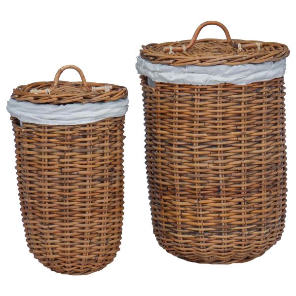 Кошница за Пране 2 pcs Кафяво Кубу Ратан