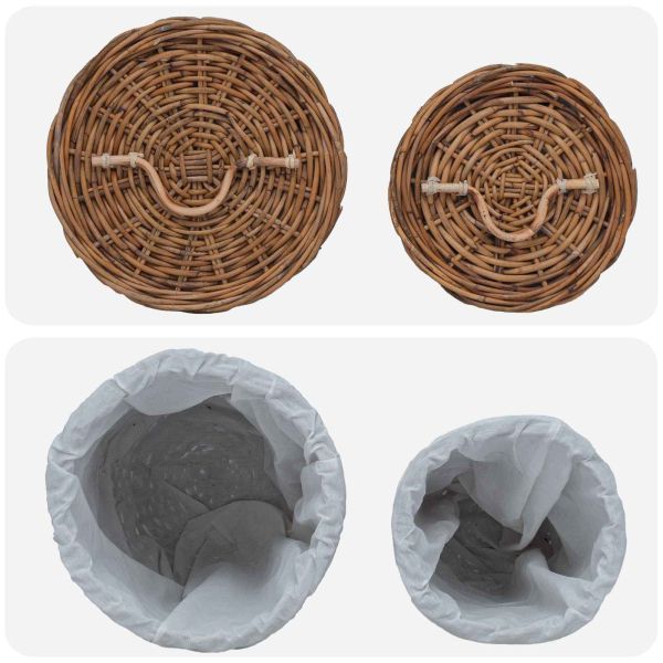 Кошница за Пране 2 pcs Кафяво Кубу Ратан
