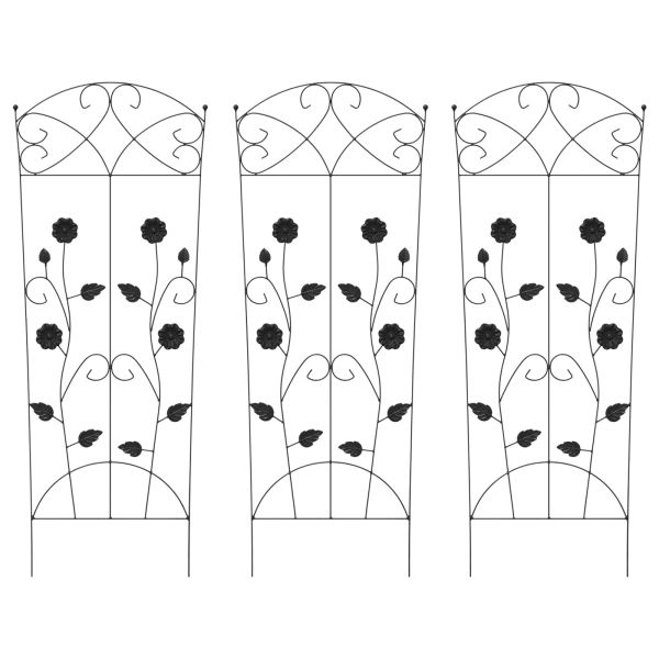 Градска ограда 3 pcs Черно 110,5 x 42,5 см Стомана