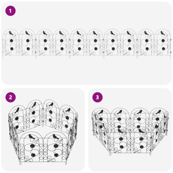 Градска ограда 5 pcs Черно Стомана