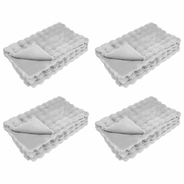 Анти-слип изкуствено одеяло от заешка козина Olite 4 pcs Сиво