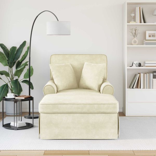 Шезлонг с пола с възглавница 3 pcs Крем Кордюрова тъкан