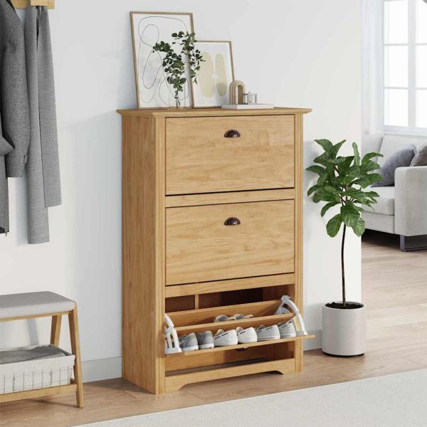 Шкаф за обувки с чекмедже BODO Меден кафяв 80 x 35 x 118 см