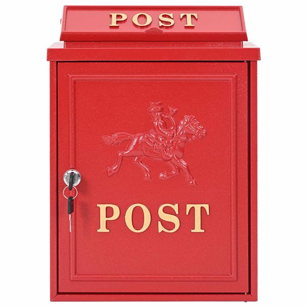 Стенно монтирана пощенска кутия с врата Червено 29 x 13 x 41 см