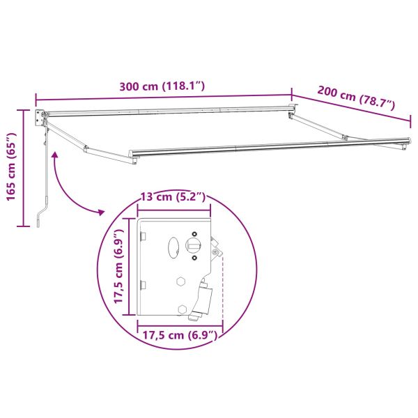 Електрическа разтегателна рамка за сенник Бял 3 x 2 m Алуминий