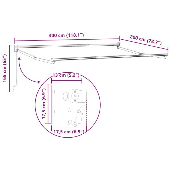 Ръчна разтегателна рамка за сенник Антрацит 3 x 2 m Алуминий