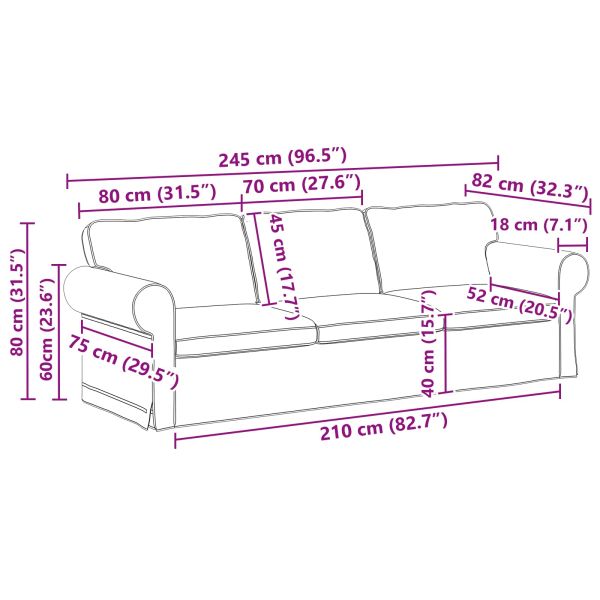 Диван Таупе 245 x 82 x 80 см текстил