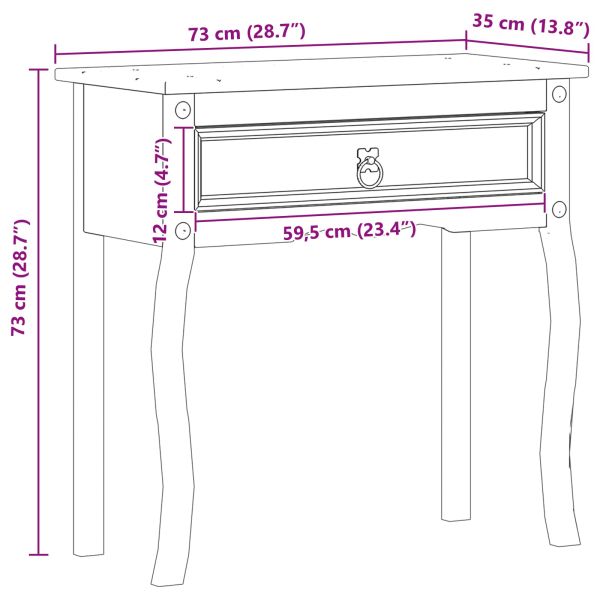 Конзолна масичка Бяло 73 x 35 x 73 см Солидно борово дърво