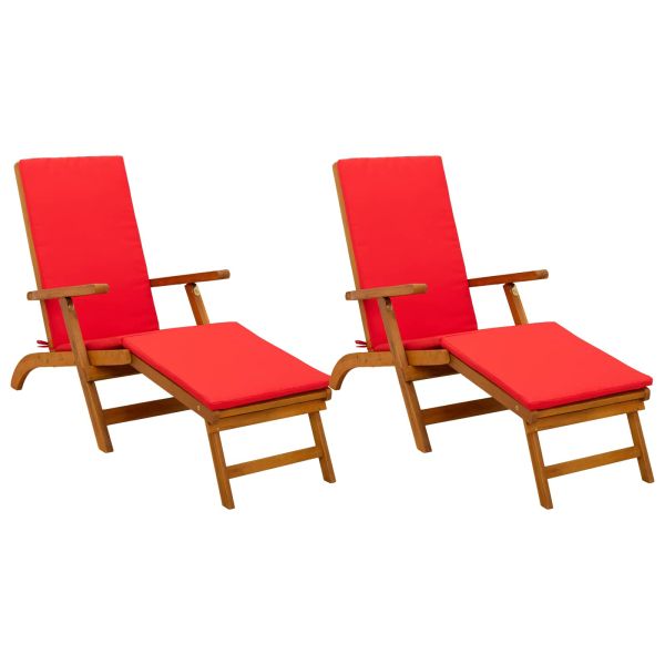 Сгъваем и reclining шезлонг 2 pcs Червено 55 x 146 x 91 см