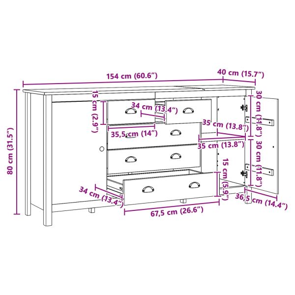 Служебен шкаф с чекмедже HILL Меден кафяв 154 x 40 x 80 см