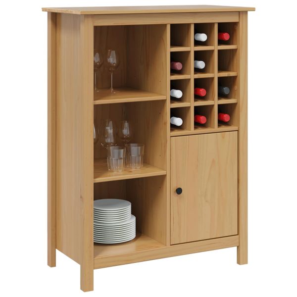 Шкаф за вино HILL Меден кафяв 79.5 x 40 x 107.5 см Солиден бор