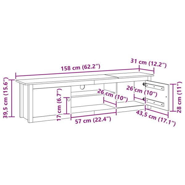 Стойка за телевизор HILL Меден кафяв 158 x 40 x 39.5 см
