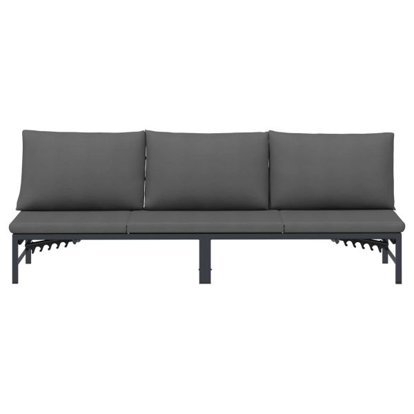 Шезлонг за 3-ма Черен 200 x 62 x 59,5 см Textilene