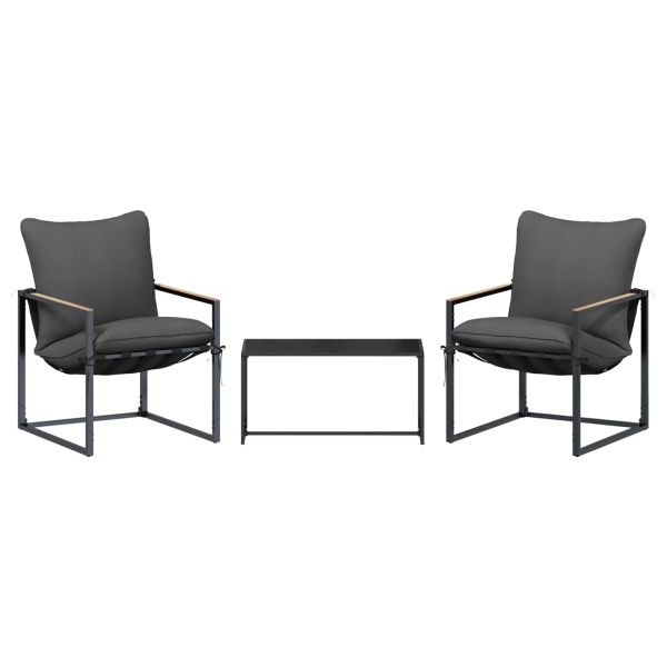 Градински Софа Комплект 3 pcs Черно и антрацит Стомана
