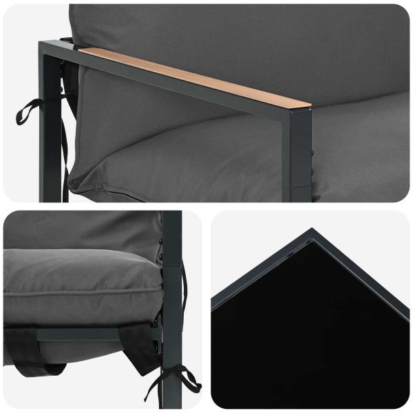 Градински Софа Комплект 3 pcs Черно и антрацит Стомана