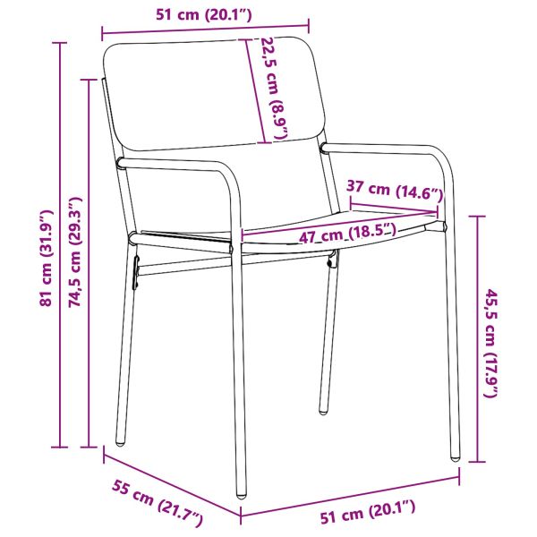 Градински столове 2 pcs Антрацит 51 x 55 x 81 см Стомана