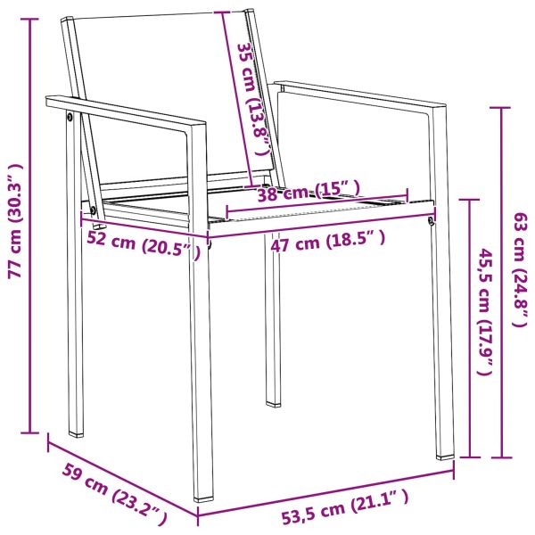 Градински столове 2 pcs Черно и антрацит 53,5 x 59 x 77 см