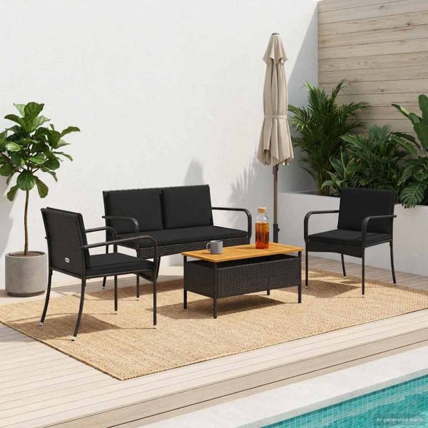 Градински комплект с възглавница стомана