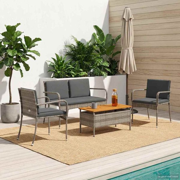 Градински комплект с възглавница стомана