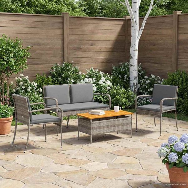 Градински комплект с възглавница стомана