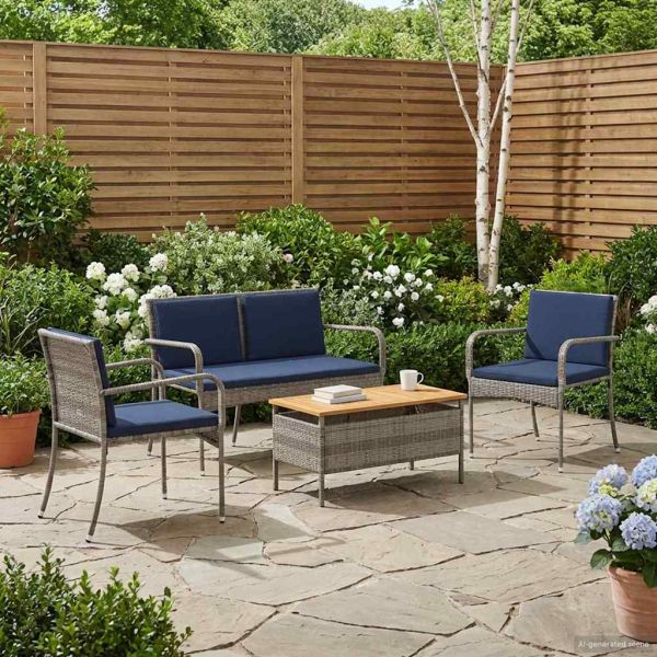 Градински комплект с възглавница стомана