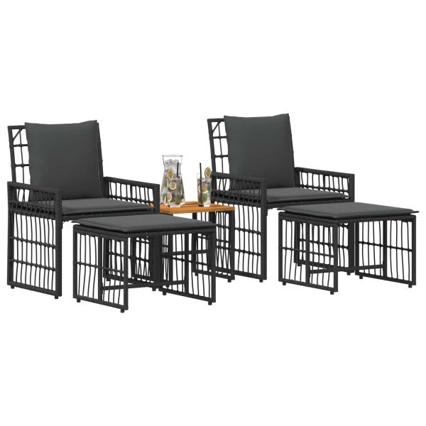 Комплект за външни мебели 5 pcs Черно и тъмно сиво