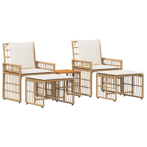 Комплект за външни мебели 5 pcs Естествено и кремаво бяло
