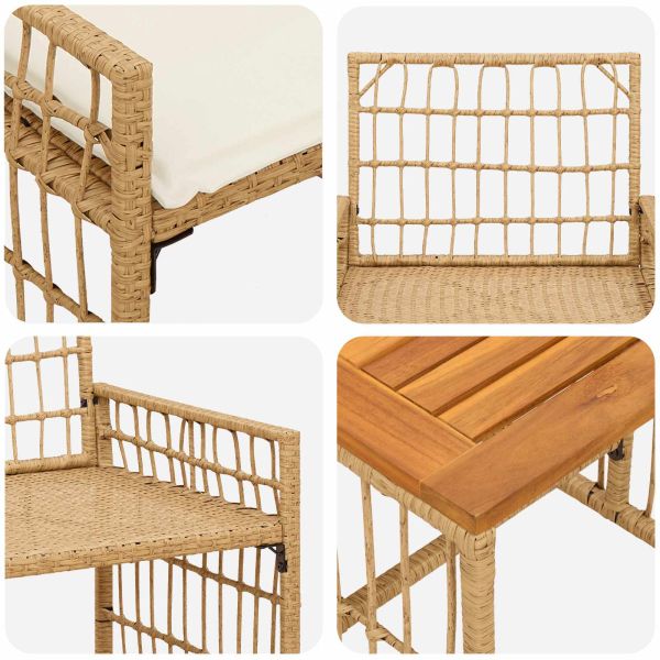 Комплект за външни мебели 5 pcs Естествено и кремаво бяло