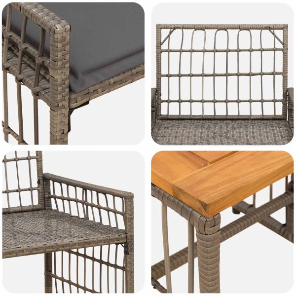 Комплект за външни мебели 5 pcs Черно и тъмно сиво