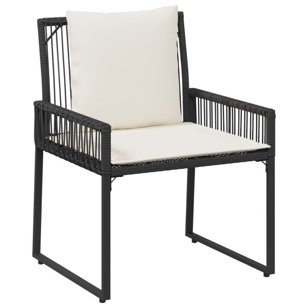 Комплект за външни мебели 4 pcs Черно и кремаво бяло полиратан