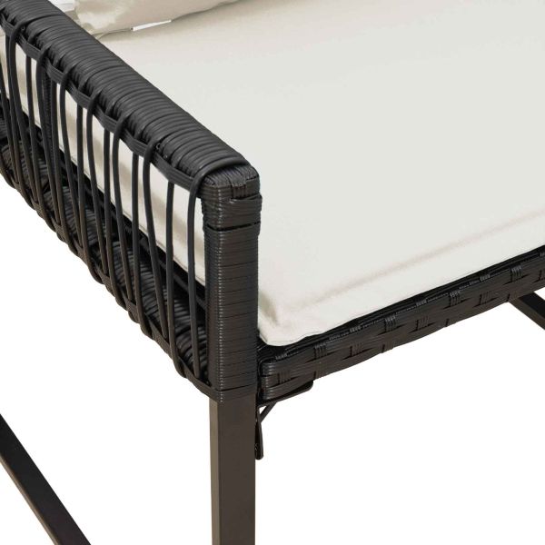 Комплект за външни мебели 4 pcs Черно и кремаво бяло полиратан