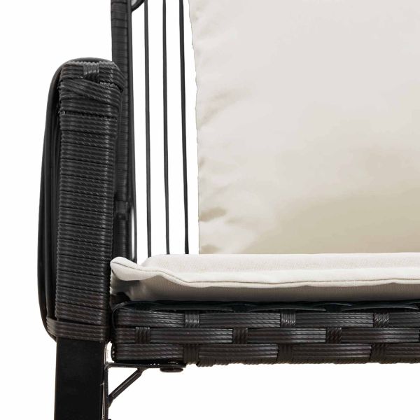 Комплект за външни мебели 4 pcs Черно и кремаво бяло полиратан