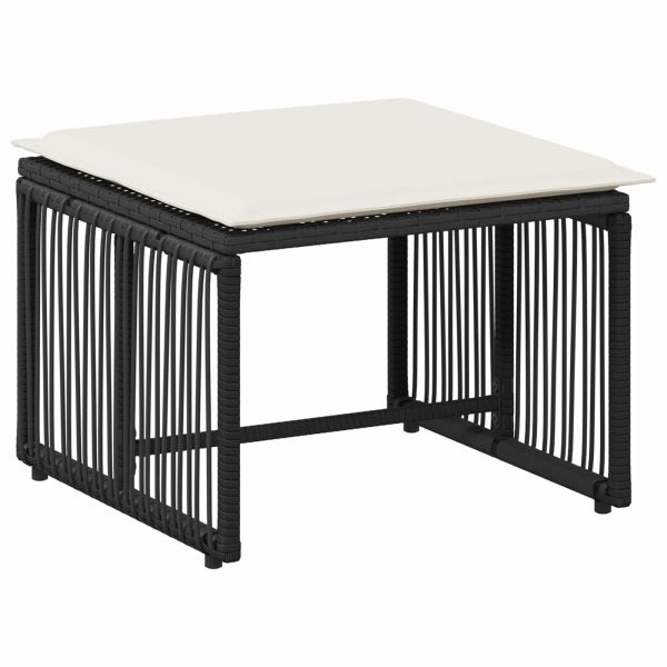 Комплект за външни мебели 11 pcs Черно и кремаво бяло полиратан