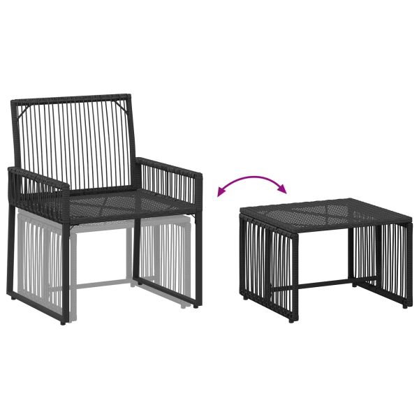 Комплект за външни мебели 11 pcs Черно и кремаво бяло полиратан