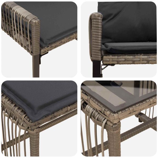 Комплект за външни мебели 11 pcs Сив и тъмен сив полиратан