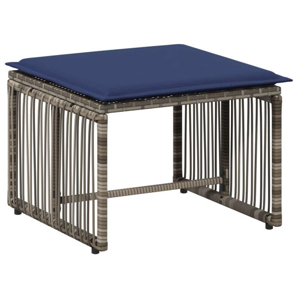 Комплект за външни мебели 11 pcs Сив и тъмен син полиратан