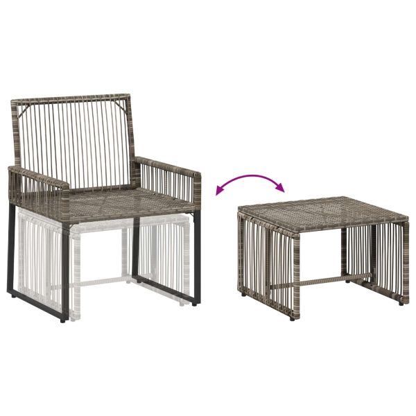 Комплект за външни мебели 11 pcs Сив и тъмен син полиратан