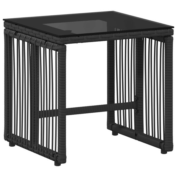 Комплект за външни мебели 11 pcs Черен и Туркоаз полиратан