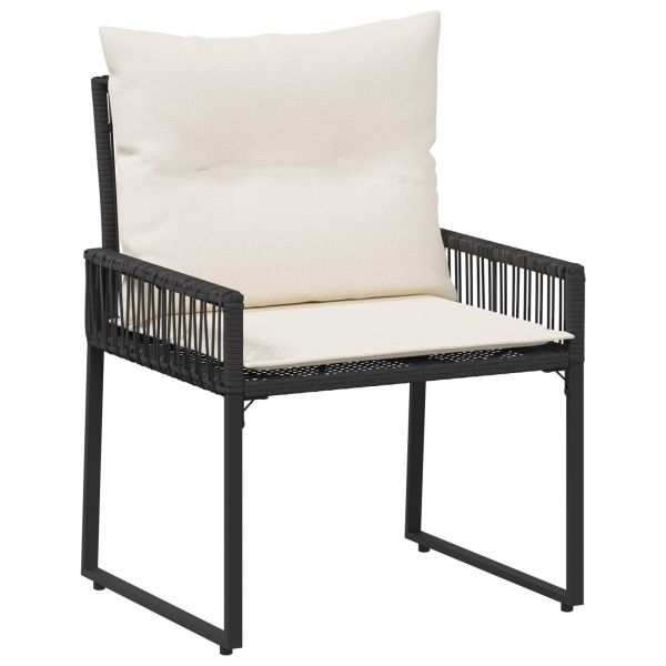 Комплект за външни мебели 7 pcs Черно и кремаво бяло полиратан