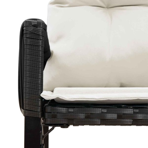 Комплект за външни мебели 7 pcs Черно и кремаво бяло полиратан